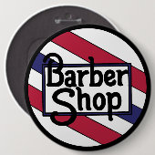 理髪店の赤い白くおよび青 缶バッジ (正面&裏面)