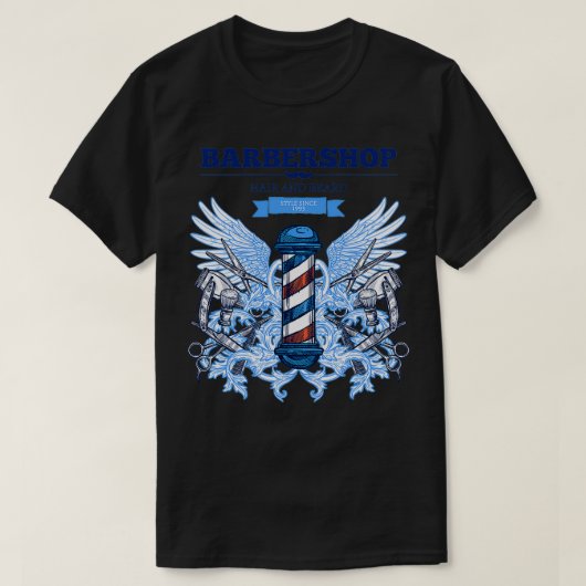 理髪店の髪と髭 Tシャツ (デザイン正面)