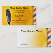 理髪店の黄色のデザイン 予約カード (正面/裏面)