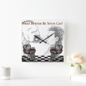 理髪店の黒、白は、市松模様になります スクエア壁時計 (ホーム)