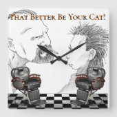 理髪店の黒、白は、市松模様になります スクエア壁時計 (正面)