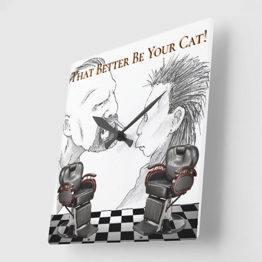 理髪店の黒、白は、市松模様になります スクエア壁時計 (傾斜)