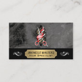 理髪店はさみ |理容師ポールロゴ 名刺 (正面)