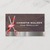 理髪店はさみ |金属(木材) 名刺 (正面)