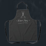 理髪店エレガントを引き分けて散髪する エプロン<br><div class="desc">白黒のデザインのバーバーバーショップビジネスエレガントエプロン。文字と色はパーソナライズされた。</div>