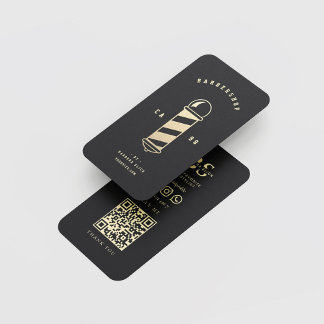 理髪店ヘアスタイリスト理容師ポールブラック 名刺