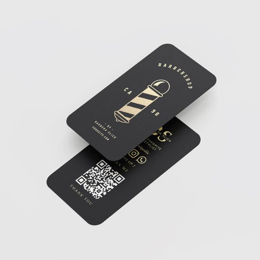 理髪店ヘアスタイリスト金ゴールド理容師ポール 名刺