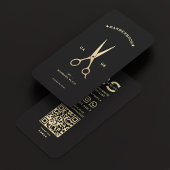 理髪店ヘアスタイリスト黒金ゴールドはさみモダン 名刺