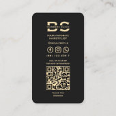 理髪店ヘアスタイリスト黒金ゴールドはさみモダン 名刺 (裏面)