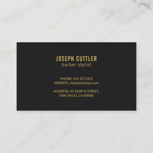 理髪店モダン金ゴールドはさみ黒 名刺 (裏面)