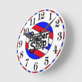 理髪店伝統的のストライプ ラウンド壁時計 (傾斜)