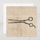 理髪店刈り鋏理容師鋏 招待状 (正面/裏面)