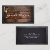 理髪店 | ウッド | 革縁ど 名刺 (正面/裏面)