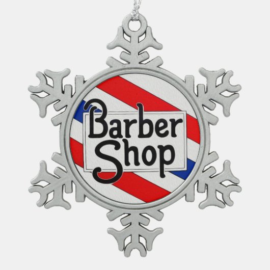 理髪店 スノーフレークピューターオーナメント (正面)