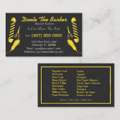 理髪店(金ゴールドの理容師の棒、クリッパーおよびせん断) 名刺 (正面/裏面)