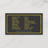 理髪店(金ゴールドの理容師の棒、クリッパーおよびせん断) 名刺 (裏面)