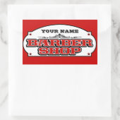 理髪店 長方形シール (バッグ)