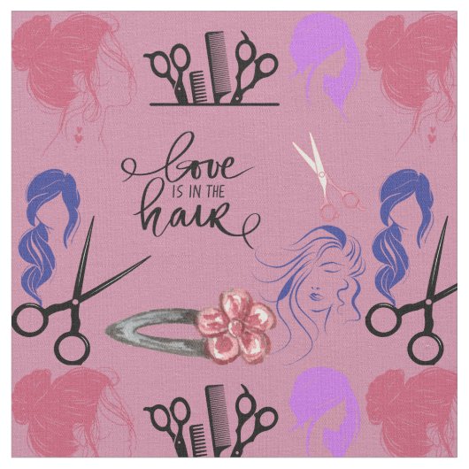 理髪用をテーマにした生地 |スタイル |はさみ ファブリック (クローズアップ)