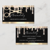 理髪用鋏メイクアップ黒い金ゴールド滴 名刺 (正面/裏面)