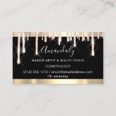 理髪用鋏メイクアップ黒い金ゴールド滴 名刺 (裏面)