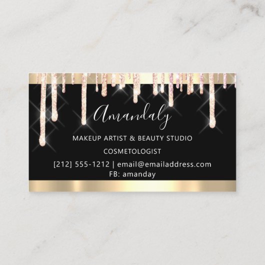 理髪用鋏メイクアップ黒い金ゴールド滴 名刺 (裏面)