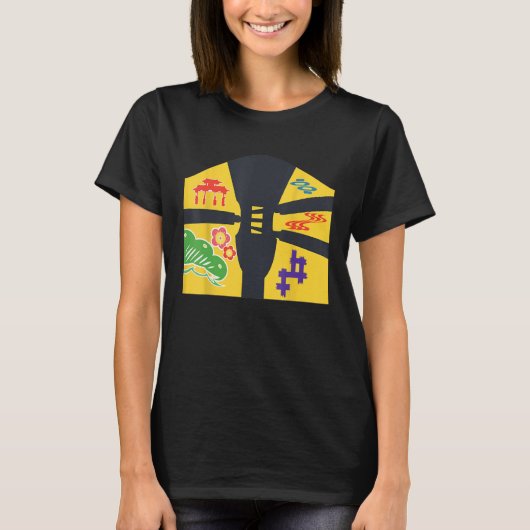 琉球紅型沖縄日本琉球沖縄内南紅型 Tシャツ (正面)