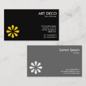 琥珀のアールデコフラワーシンボル – 黒 名刺 (正面/裏面)