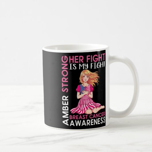 琥珀の強い乳がん認識度彼女の戦いは コーヒーマグカップ (右)