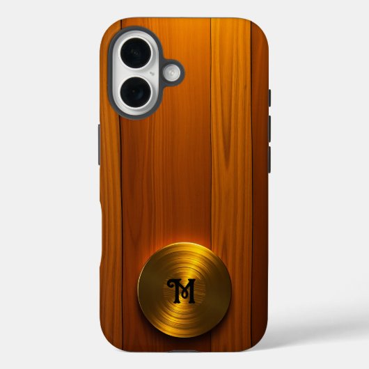 琥珀の木材のブラシ付き金ゴールドディスク Case-Mate iPhoneケース (裏面)