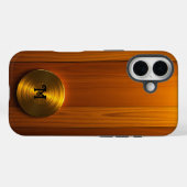 琥珀の木材のブラシ付き金ゴールドディスク Case-Mate iPhoneケース (裏面 (横))