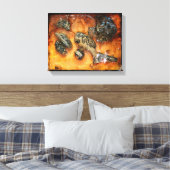 琥珀の樹脂のキャンバスに何か奇妙な物が挟まっていた キャンバスプリント (インサイチュ (寝室))