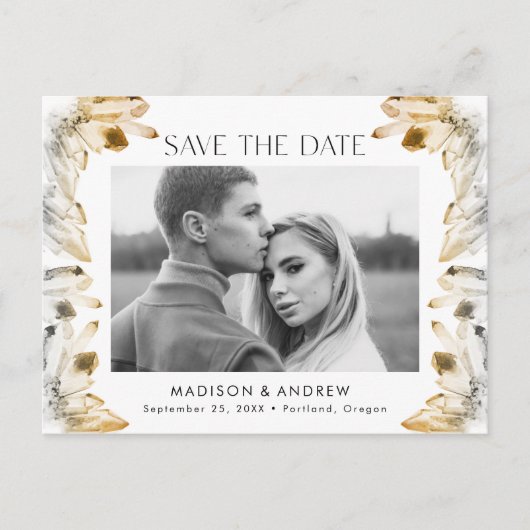 琥珀の水彩水晶の写真の保存日付 案内ポストカード (正面)