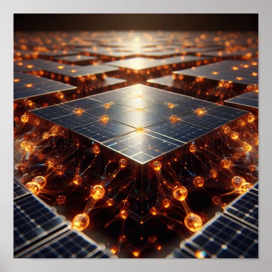 琥珀の球体と構成部品の複雑な配列 ポスター (正面)