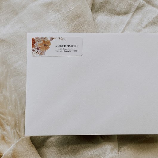 琥珀の素朴な秋の葉カボチャ差出人住所 ラベル