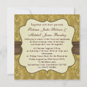 琥珀の羽フェイクを結婚持つ孔雀 招待状 (裏面)