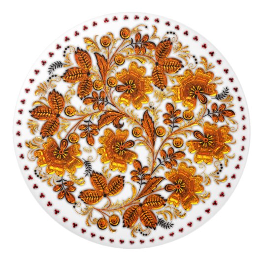 琥珀の花エレガント国 セラミックノブ (正面)