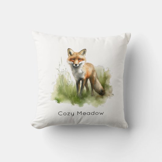 琥珀の視線：牧草地キツネカスタム、 クッション (正面)