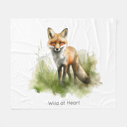 琥珀の視線：牧草地キツネカスタム、 フリースブランケット (正面(横))