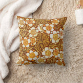 琥珀イエロー金ゴールド花ヴィンテージスタイル枕 クッション (ブランケット)