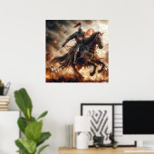 琥珀威厳のある色の中世の騎士戦闘 ポスター (ホームオフィス)