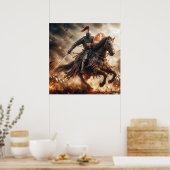 琥珀威厳のある色の中世の騎士戦闘 ポスター (キッチン)