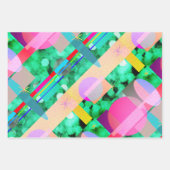 琥珀色のマーブル紙、緑のペイズリーパール、シロン ラッピングペーパーシート (正面3)