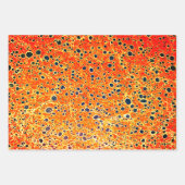 琥珀色のマーブル紙、緑のペイズリーパール、シロン ラッピングペーパーシート (正面)