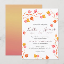 琥珀色の空と紅葉の秋の結婚式招待状 招待状