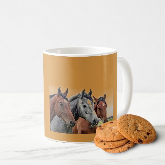 琥珀色の馬のヘッドマグ:最高のギフト コーヒーマグカップ