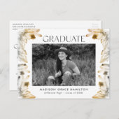 琥珀色水晶写真卒業パーティー インビテーションポストカード (正面/裏面)