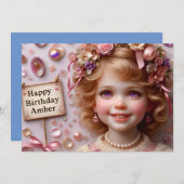 琥珀～誕生日招待状～カスタマイズ～ 招待状 (正面/裏面)