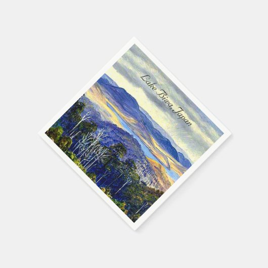 琵琶湖日本ヴィンテージ絵画景観 スタンダードカクテルナプキン (角)