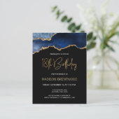 瑠璃ブルーゴールド 18歳の誕生日招待状 ポストカード (スタンド正面)