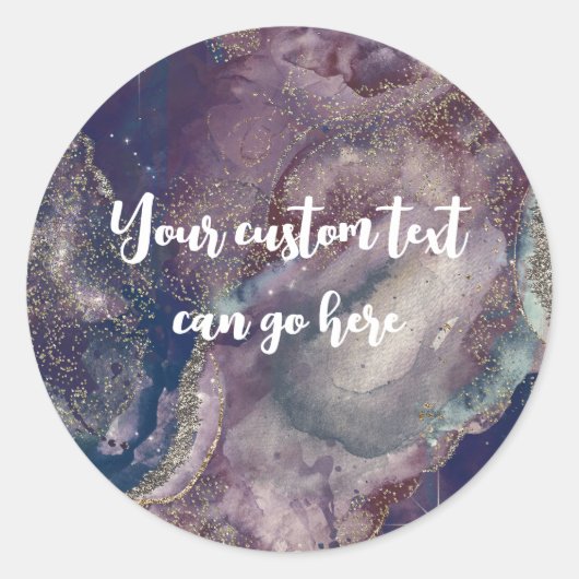 瑠璃色の水彩画のような幻想的なウェディング ラウンドシール (正面)